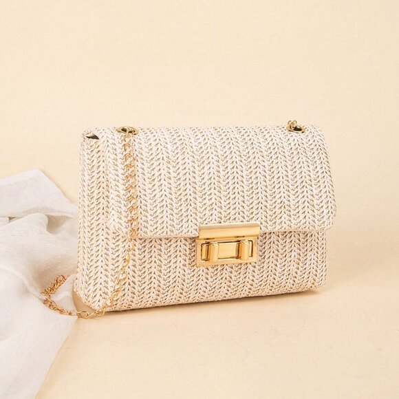 Beige Casual Women's Shoulder Bag With Chain - Picture 1 of 5